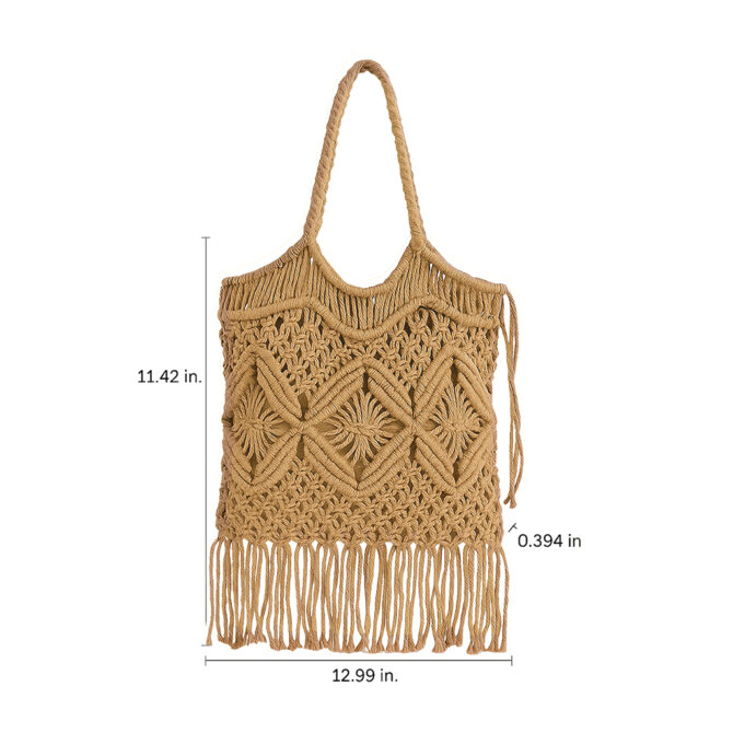 woven ruffle beach tote bag knit hollow braided summer handbag